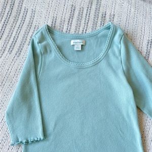 Baby blue cute tee with scalloped sleeves and hem